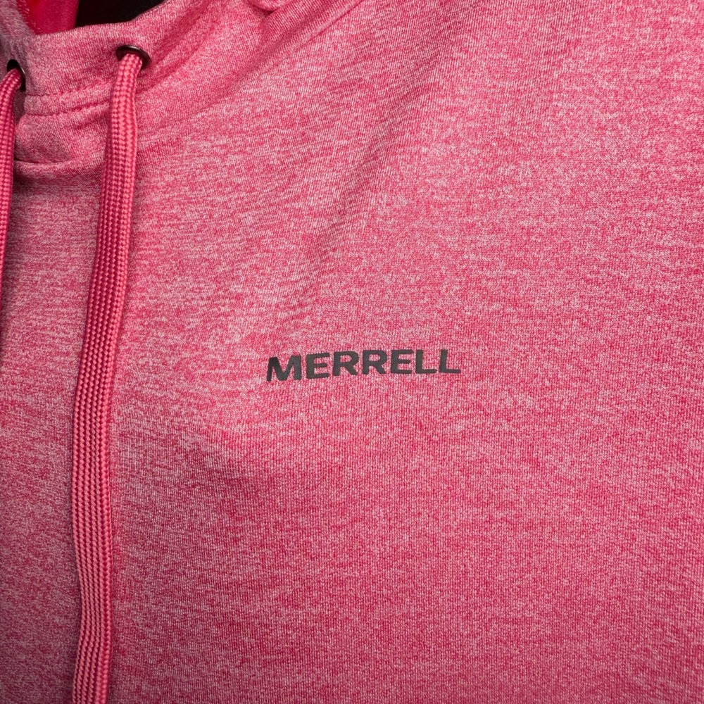 Merrell Women Pink Heathered Short Sleeve Swallowtail Hoodie Pullover Pockets Lg - Picture 4 of 15